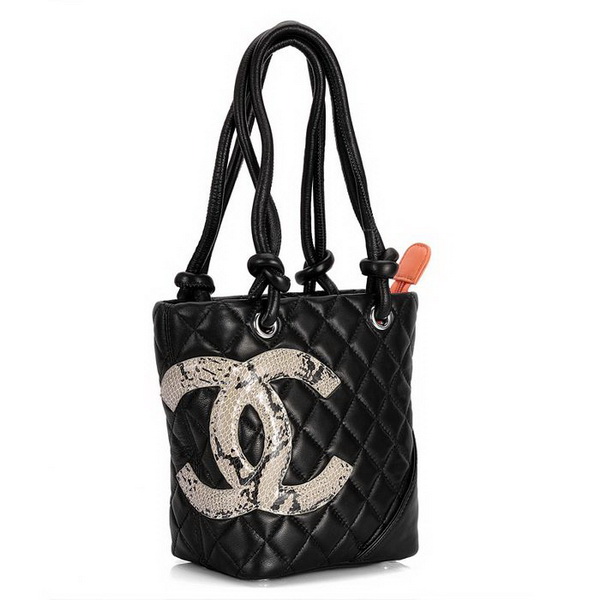 7A Discount Chanel Cambon Small Shoulder Bags 25166 Black-Snake